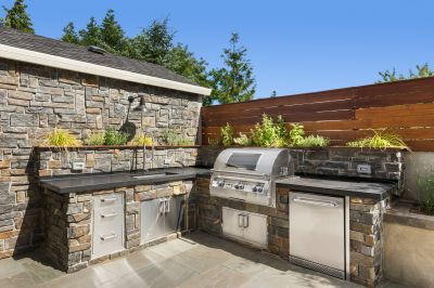 Outdoor Kitchen Featuring Granite